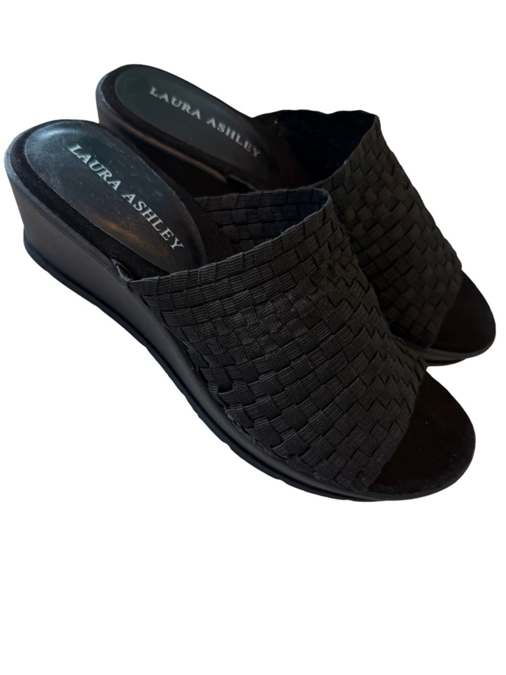 Laura Ashley Minimalist Vintage Woven Slide Sandals In Black Size 6.5